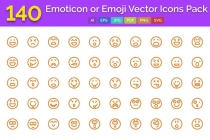 140 Emoticon or Emoji Vector Icons Screenshot 1